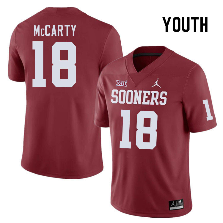 Youth #18 Erik McCarty Oklahoma Sooners College Football Jerseys Stitched-Crimson
